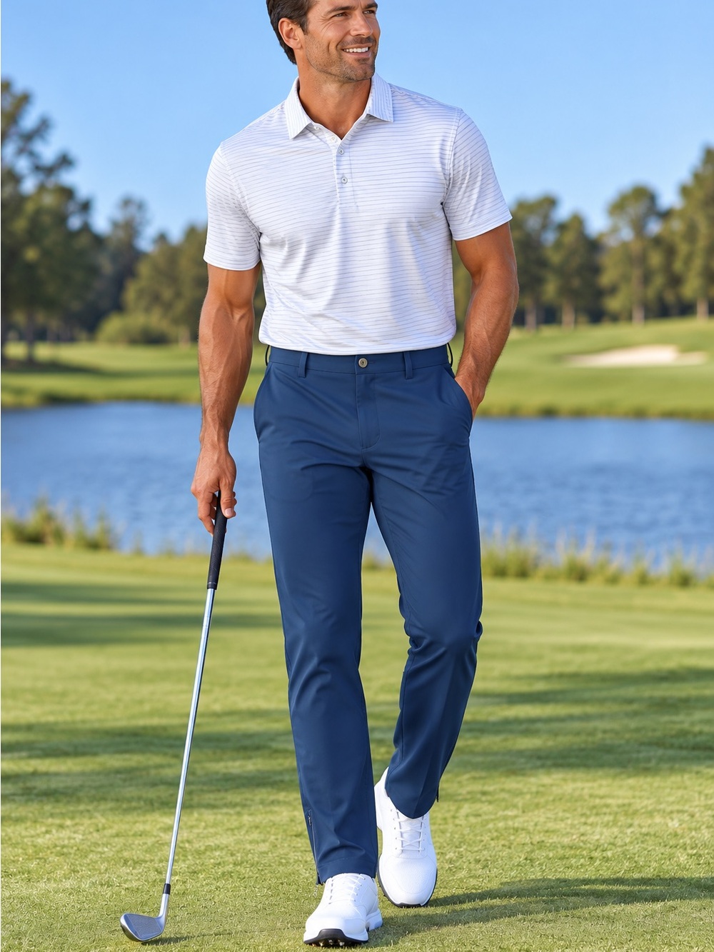 adidas Men's Navy Lightweight Golf Chinos 34x30